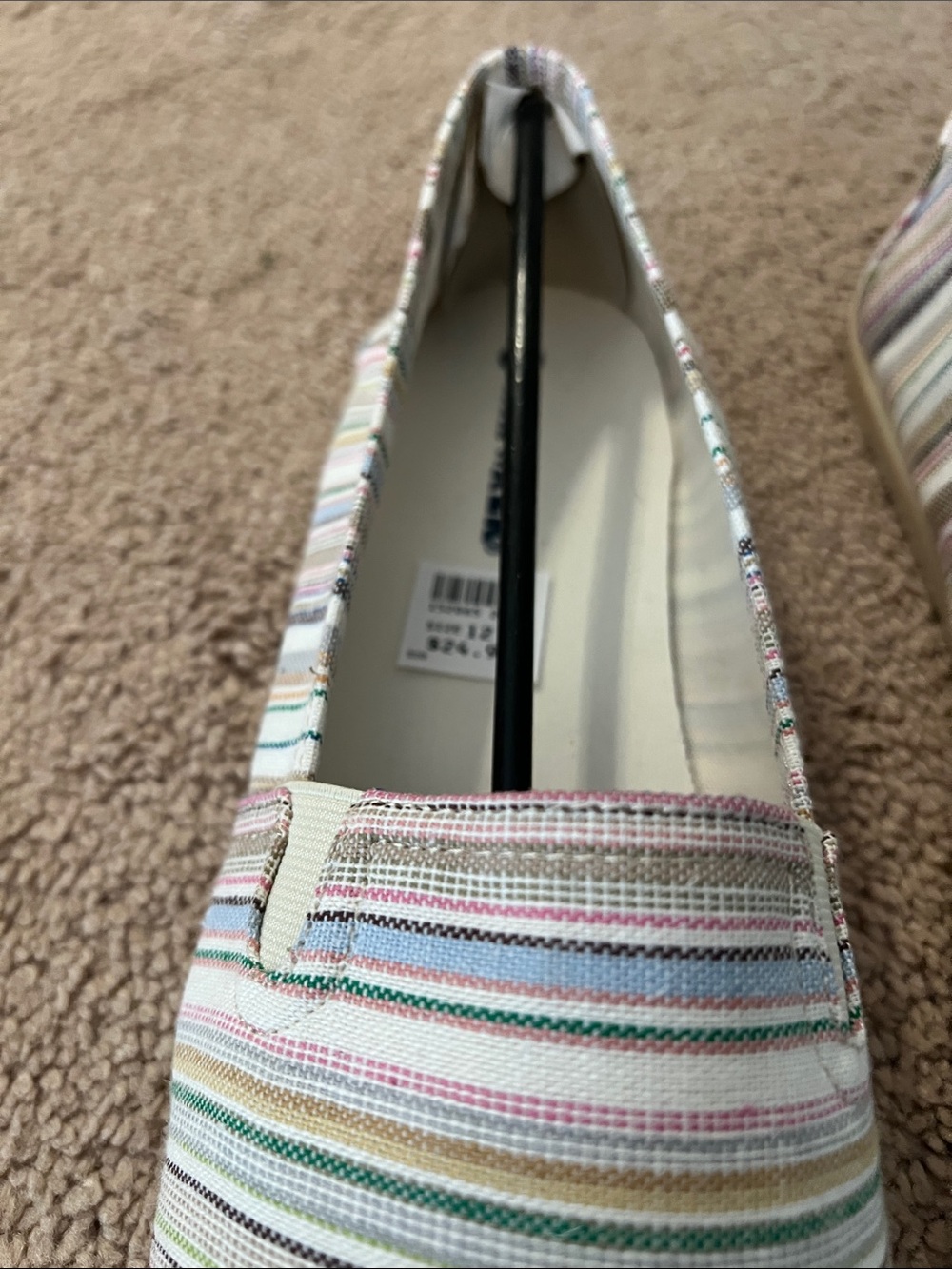 Airwalk Women’s Multistripe Canvas Slip-On Flats in White, Tan & Pastel Accents - Picture 2 of 4